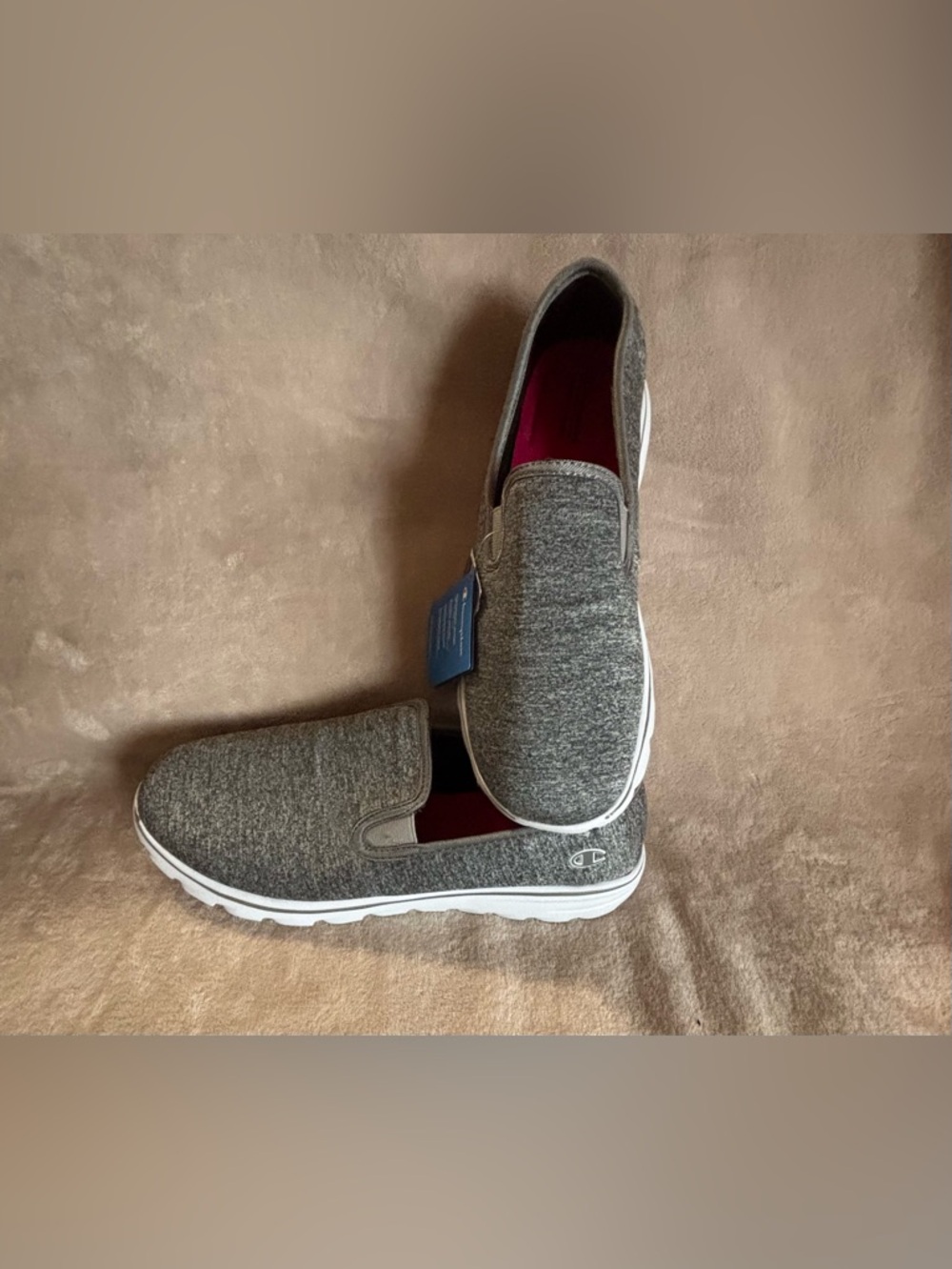 Champion Women’s Gray Memory Foam Slip-On Cushioned Loafers Walking Shoes 13